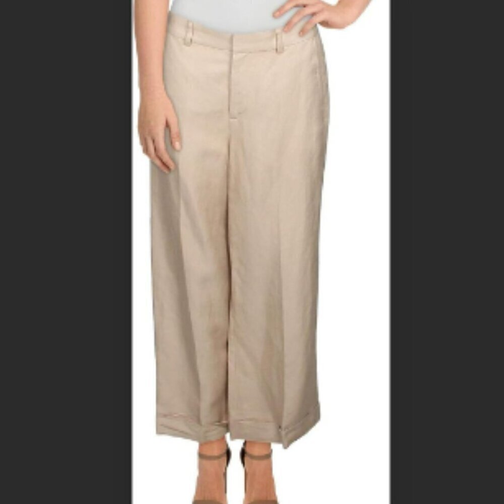 Lauren Ralph Lauren Linen Wide Leg Trouser Pants